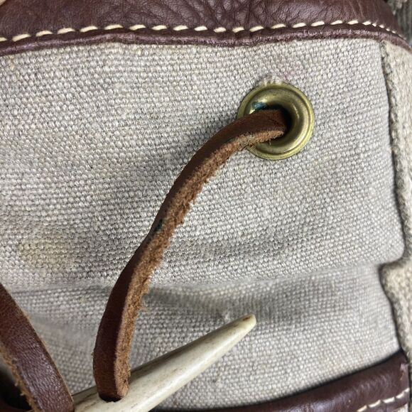 Vintage Terrapax Backpack Womens Hemp Leather Tan Brown Eco-friendly
